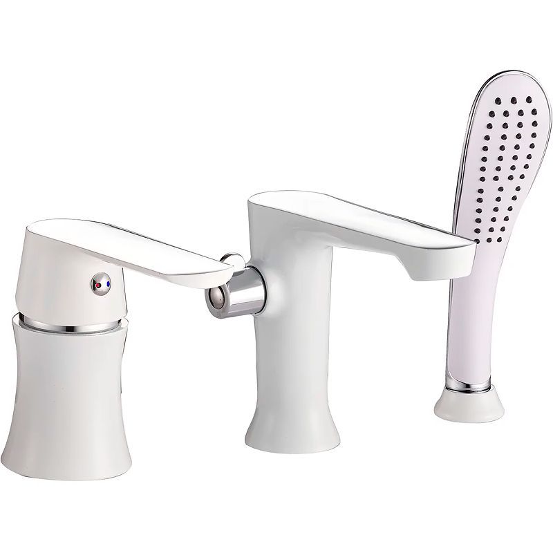 Смеситель для ванны/душа HAIBA однозахватный, хромированный, на борт ванны, излив 167 мм, неповоротный, латунь, хром/белый