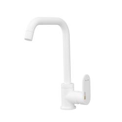 Смеситель для кухни/мойки WasserKRAFT Mindel, однорычажный, поворотный, керамический, длина излива 192 мм, латунь, цвет белый матовый