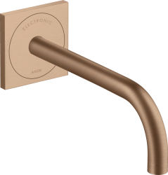 Смеситель для раковины AXOR Uno², электронный, сенсорный, инфракрасный, настенный/скрытый монтаж, фиксированный излив, длина 22,5 см, латунь, цвет шлифованное красное золото, питание от сети 230V