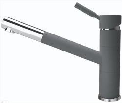 Смеситель для кухни/мойки Flortek Фита FK, однорычажный, керамический картридж, с поворотным изливом, низкий, длина излива 231 мм, латунь, цвет серый шелк