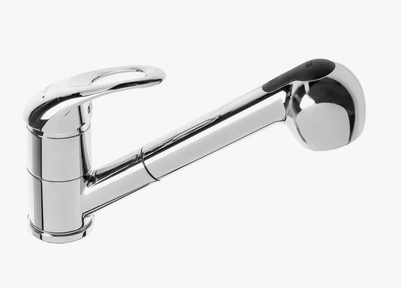 Смеситель для кухни/мойки HAIBA однозахватный, поворотный, вытягиваемый, латунный, с высоким выдвижным изливом, длина 204 мм, латунь, цвет хром