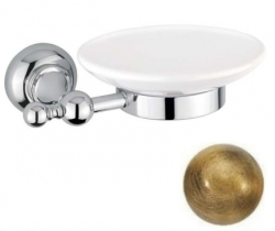 Мыльница Cezares APHRODITE, подвесная, латунь/керамика, форма округлая, для мыла в ванную/туалет/душевую кабину, цвет бронза