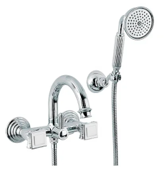 Смеситель для ванны/душа Cezares Olimp, настенный, двухвентильный, неповоротный, длина 214 мм, керамический, латунь, цвет хром Смеситель для ванны/душа Cezares Olimp, настенный, двухвентильный, неповоротный, длина 214 мм, керамический, латунь, цвет хром