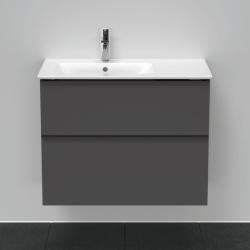 Тумба под раковину Duravit D-Neo, 81х37,2х62,5 см, подвесная, 2 выдвижных ящика, ДСП, цвет: графит матовый, шкафчик навесной, прямоугольная, правая/левая, в ванную комнату