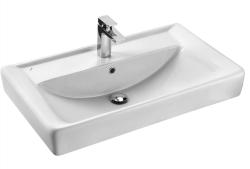 Раковина Santek Тигода 80, 80х48х19 см, встраиваемая, фарфоровая, прямоугольная, цвет белый, с отверстием под смеситель, слив-перелив, на тумбу 1WH302084