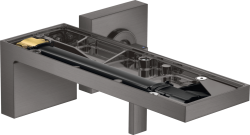 Смеситель для раковины Axor MyEdition, без панели, однорычажный, настенный/встраиваемый, скрытого монтажа, фиксированный излив, длина излива 22,1 см, керамический, латунь, цвет шлифованный черный хром, незапираемый сливной набор