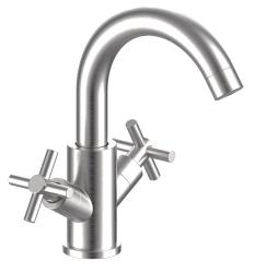 Смеситель для раковины/умывальника Esko Astana двухвентильный, поворотный, нефиксированный, длина излива 130 мм, нержавеющая сталь, цвет хром AA26