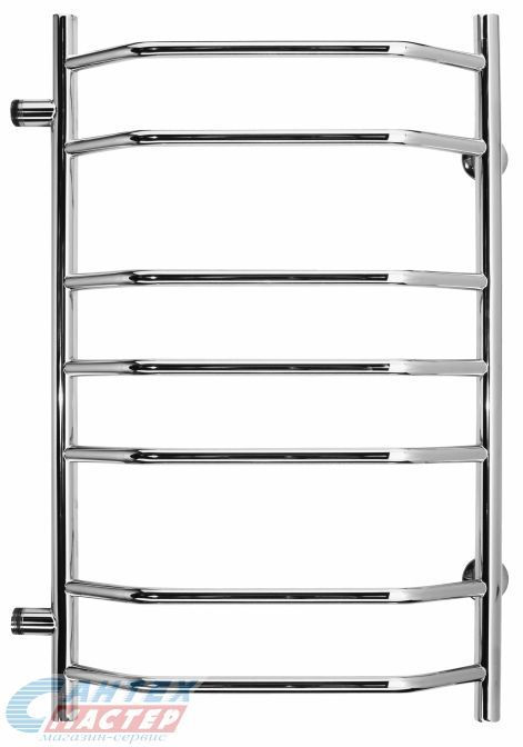 Полотенцесушитель 500х796 мм Terminus Виктория П7 п/б 600. 1/2" дюйма. водяной. боковое подключение, из нержавеющей стали, форма лесенка дуга, настенный, цвет хром, для ванны, вертикальный, к стояку горячей воды, отопления, межосевое расстояние