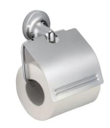 Держатель для туалетной бумаги Ekko, с крышкой, хром, настенный, металл, форма прямоугольная, для туалета/ванной, бумагодержатель