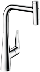 Смеситель для кухни/мойки Hansgrohe Talis Select M51, 300 2jet, однорычажный, керамический, с поворотным/вытяжным изливом, длина 22 см, латунь, цвет хром