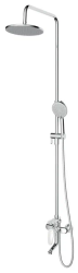 Душевая система IDDIS Optima Home наружного монтажа, высота 1120-1635 мм, цвет хром, комплект: смеситель/излив/тропический душ(с верхней лейкой)/стойка/лейка/шланг, наружного монтажа