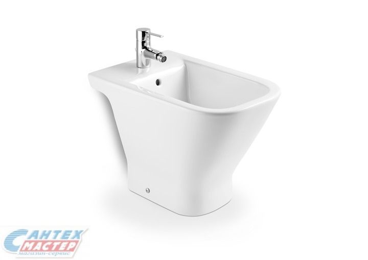 Биде напольное Roca Gap, БЕЛЫЙ, горизонтальный (прямой, в стену) выпуск, без сиденья, слив-перелив, тип керамический, прямоугольный, размеры (Рока Гап) 