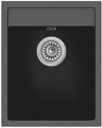 Мойка кухонная Longran Ultra ULS400.500, 40х50 см, врезная, искусственный гранит (LONSTONE), прямоугольная, цвет оникс, без отверстия под смеситель, слив-перелив, без крыла