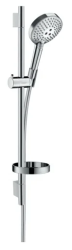 Душевой гарнитур Hansgrohe Raindance Select S 120 3jet PowderRain, высота 71,8 см, комплект: ручной душ/душевая штанга/шланг для душа/ползунок/мыльница, пластиковый, цвет хром, наружного монтажа, настенный, для душа/ванной