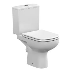 Унитаз компакт Cersanit COLOUR Clean On 011 3/5 DPL EO, белый, нижний (с права) выпуск, напольный, с микролифтом, с крышкой (сиденье) ДЮРОПЛАСТ, безободковый