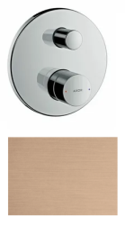 Смеситель для ванны Axor Uno однорычажный, с рукояткой zero, скрытого монтажа, настенный/встраиваемый, круглый, латунный, без излива, керамический, цвет шлифованное красное золото, без душевого шланга/лейки