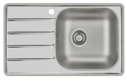 Мойка Ukinox Гранд, 78х48 см, врезная, стальная, прямоугольная, цвет нержавеющая сталь, с отверстием под смеситель, слив-перелив, с крылом, правая/правосторонняя, для кухни