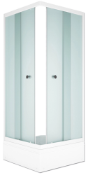 Душевое ограждение MELODIA Square  90х90х175 см, матовое стекло, профиль белый, левое/правое, квадратное/угловое, две двери/раздвижные, из матового стекла, (душевой уголок/перегородка без поддона) стеклянное