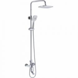 Душевая система ROSE, высота 865/1530 мм, цвет хром, комплект: однорычажный, смеситель с изливом/тропический душ (с верхней лейкой)/стойка/лейка/шланг, наружного монтажа