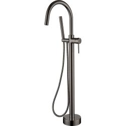 Смеситель для ванны/душа Boheme Uno, однорычажный, напольный, керамический, неповоротный, длина излива 261 мм, латунь, цвет оружейная сталь матовая