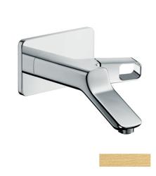 Смеситель для раковины Axor Urquiola, однорычажный, настенный/встраиваемый, скрытого монтажа, фиксированный излив, длина излива 20 см, керамический, латунь, цвет шлифованное золото, незапираемый сливной набор