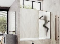 Душевая шторка на ванну MaybahGlass, 140х60 см, стекло с рисунком (ФП016)/профиль широкий, цвет бронза, фиксированная, закаленное стекло 8 мм, плоская/панель, правая/левая, правосторонняя/левосторонняя, универсальная