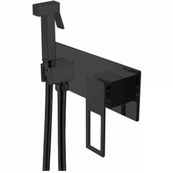 Смеситель с гигиеническим душем Boheme Q, встраиваемый, однорычажный, керамический, без излива, с гибким шлангом/лейкой, латунь, цвет черный