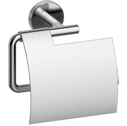 Держатель для туалетной бумаги Lemark Beluga с крышкой, цвет хром, настенный, нержавеющая сталь, форма округлая, для туалета/ванной, бумагодержатель LMA-8023S2-C