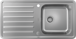 Мойка кухонная Hansgrohe 400/400, S41, S4113-F400, с крылом, оборачиваемая 97,5х50,5х21,5 см, врезная/встраиваемая сверху, нержавеющая сталь, прямоугольная, цвет нержавеющая сталь, 1 отверстие под смеситель, автоматический дренаж с сифоном