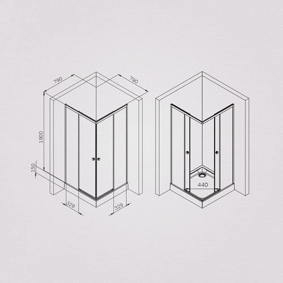 Душевое ограждение Am.Pm X-Joy 80x80 см без поддона, прозрачное закаленное стекло 6 мм, профиль черный матовый, закаленное стекло/алюминий, квадратное