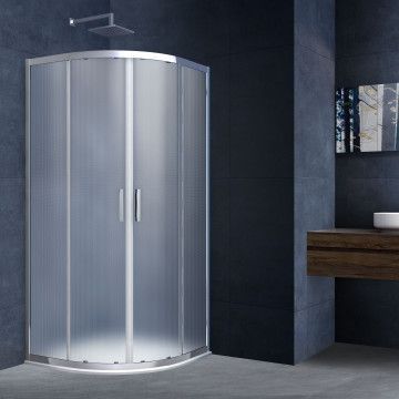 Душевое ограждение Vincea Alpha  90х90х190 см, текстурное стекло, профиль хром, левое/правое, четверть круга/угловое, две двери раздвижные