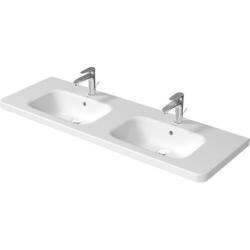 Раковина DURAVIT DuraStyle WonderGliss 140х48х17 см, подвесная, двойная (две чаши) прямоугольная, санфарфор, цвет белый, 2 отверстия под 2 смесителя, антигрязевое покрытие, слив/перелив