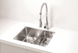 Мойка кухонная ALVEUS KOMBINO 120 SAT-90  59х44х19,5 см, слив 90, врезная под столешницу, две чаши, нержавеющая сталь, прямоугольная, цвет нержавеющая сталь (SAT), без отверстия под смеситель