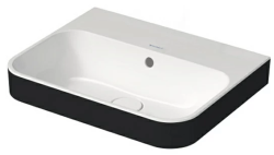 Раковина DURAVIT Happy D.2 Plus WonderGliss 50х40х17 см, накладная, прямоугольная, санфарфор, цвет белый/антрацит матовый, 1 отверстие под смеситель, антигрязевое покрытие, слив/перелив