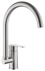 Смеситель для кухни/мойки LEDEME, однорычажный, поворотный, керамический, длина излива 217 мм, нержавеющая сталь, цвет хром