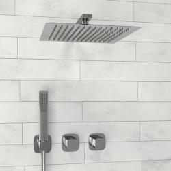 Душевая система WasserKRAFT Naab, встраиваемая, цвет никель, комплект: однорычажный смеситель/тропический душ (с верхней лейкой)/лейка/шланг, скрытого монтажа