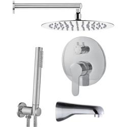 Душевая система ALMAes Marita, встраиваемая, цвет хром, комплект: однорычажный смеситель/излив/тропический душ (с верхней лейкой)/ручной душ/шланг, встраиваемая в стену