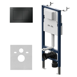 Инсталляция AM.PM PrimeFit с механической клавишей S цвет черный матовый (клавиша смыва, двойного слива), система для подвесного унитаза, со скрытым смывным бачком (бак), комплект