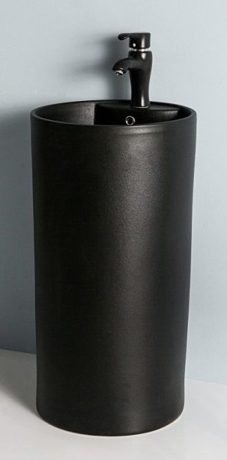 Раковина GID Nb135bg 45х85х45 напольная, круглая, керамическая/фарфоровая, цвет черный графит, с отверстием под смеситель, слив-перелив