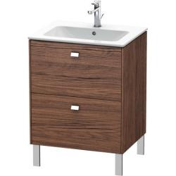 Тумба под раковину Duravit Brioso, 62х47,9х68,3 см, напольная, цвет: орех темный/хром, 2 выдвижных ящика, ДСП, прямоугольная, левая/правая, в ванную комнату