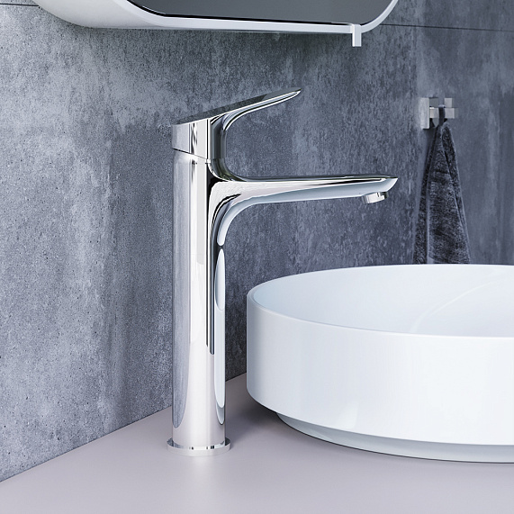 Смеситель для раковины/умывальника Damixa Jupiter высокий, однорычажный, неповоротный, керамический, длина излива 153 мм, латунь, цвет хром