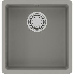 Мойка кухонная Lemark SINARA 400-U, 42х40х21,7 см, врезная, кварцгранит, прямоугольная, цвет грей, без отверстия под смеситель, без крыла, слив-перелив, врезная под столещницу, для кухни