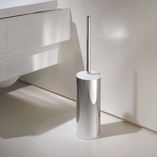Ершик Keuco Collection Moll напольный, цвет хром/белый с крышкой, латунь/пластик, округлый, для туалета/унитаза