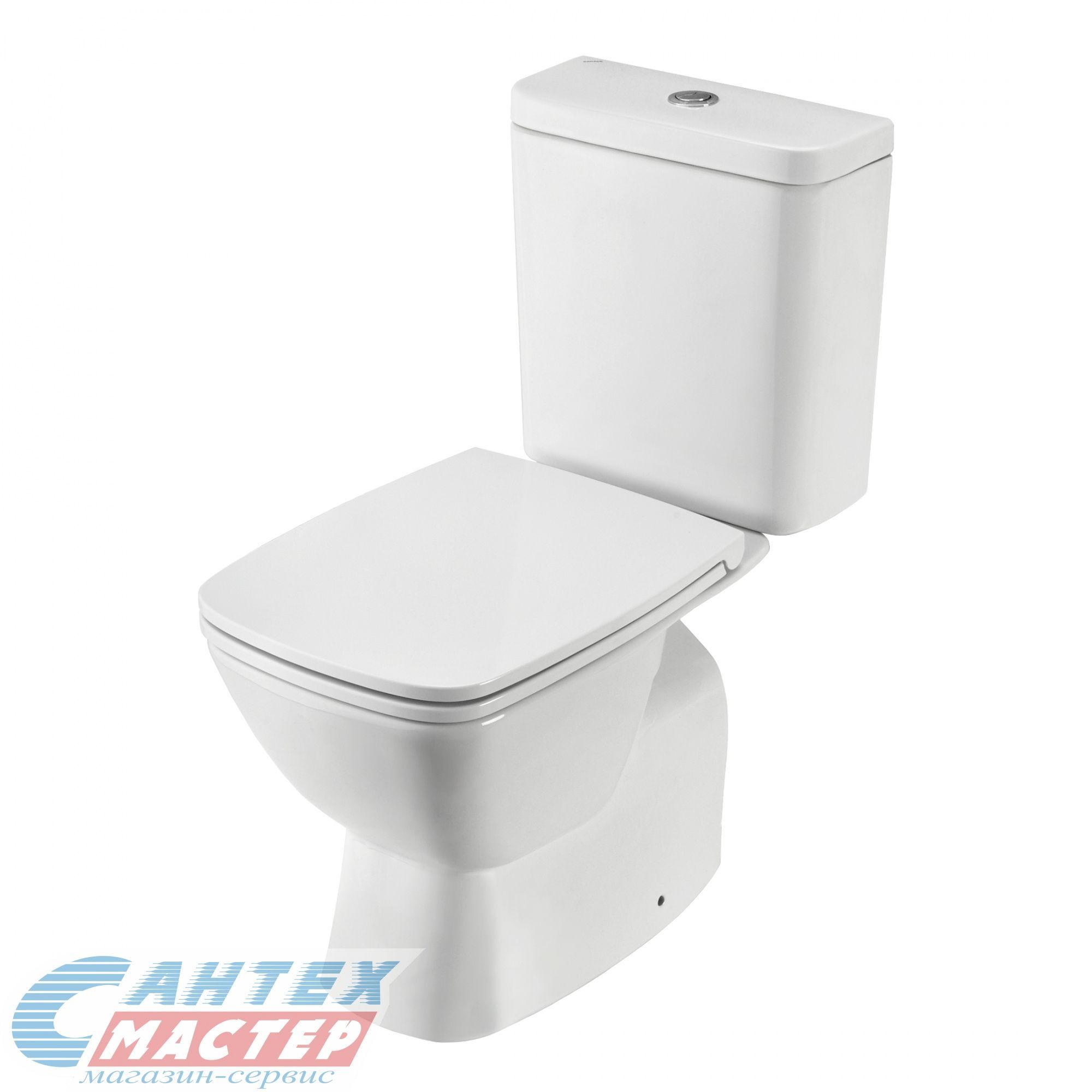 Унитаз компакт Santek Нео Rimless, БЕЛЫЙ, прямоугольный, горизонтальный (прямой) выпуск, напольный, безободковый, с быстросьемным сиденьем микролифт, с крышкой (сиденье) 