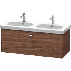 Тумба под раковину Duravit Brioso, 117х46,9х45,2 см, подвесная, 1 выдвижной ящик, ДСП, цвет: орех темный/хром, шкафчик навесной, механизм доводчика, прямоугольная, правая/левая, для раковины D-Code, в ванную комнату