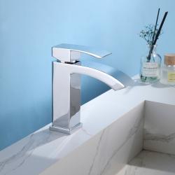 Смеситель для раковины/умывальника ABBER Wasserfall однорычажный, квадратный, неповоротный, длина излива 160 мм, латунь, цвет хром