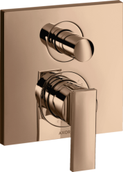 Смеситель для ванны Axor Citterio однорычажный, с рычаговой рукояткой, скрытого монтажа, настенный/встраиваемый, квадратный, латунный, без излива, керамический, цвет полированное красное золото, без душевого шланга/лейки, с защитной комбинацией EN171