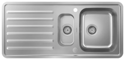 Мойка кухонная Hansgrohe 340/150/400, S41, S4113-F540, две чаши, с крылом, оборачиваемая 107,5х50,5х21,5 см, врезная/встраиваемая сверху, нержавеющая сталь, прямоугольная, цвет нержавеющая сталь, 1 отверстие под смеситель, автоматический дренаж с сиф