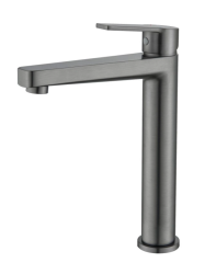 Смеситель для раковины/умывальника Aquatek Лугано однорычажный, неповоротный, фиксированный, высокий излив длина 171 мм высота 217 мм, латунь, цвет оружейная сталь