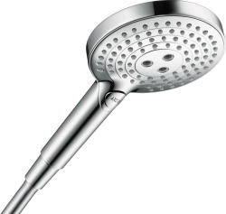 Лейка душевая Axor ShowerSolutions 120 3jet, настенная, регулируемая, круглая, с 3 режимами, латунная, цвет под сталь, ручная, для душа/ванной